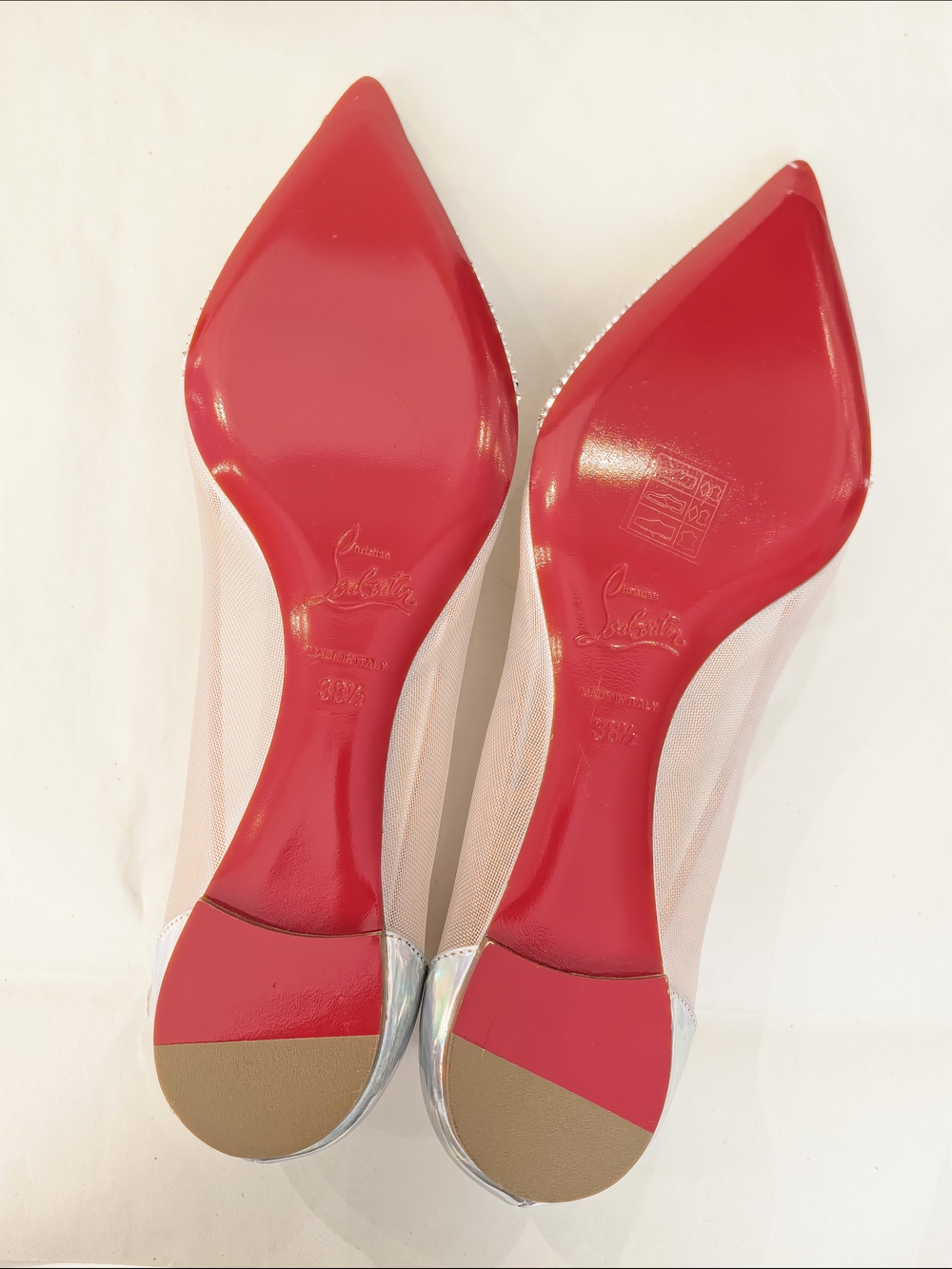 Christian Louboutin Nude Crystal Pointed Toe Flats - Picture 8 of 10